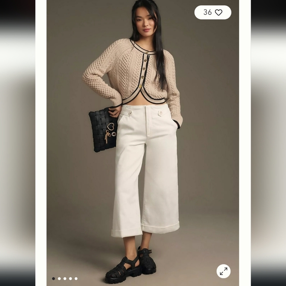 Maeve Pants - Maeve Cropped Ex High-Rise Wide-Leg Jeans In White Size 31